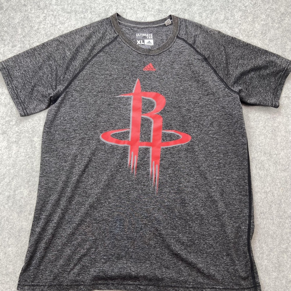 Houston Rockets Shirt Mens XL Gray NBA Basketball Adidas Ultimate Tee Heathered